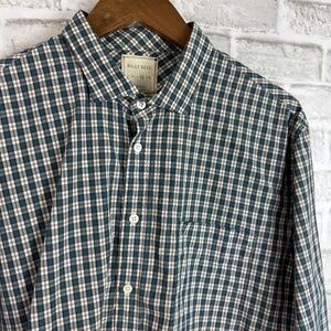Billy Reid Navy and Cream Checkered Button Down Shirt